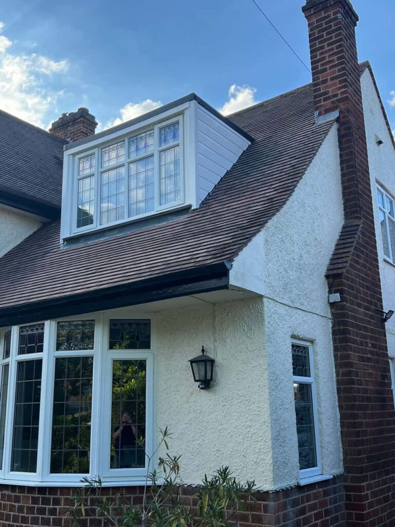 This is a photo of a dormer window which has just had some repairs carried out where the roof and the dormer meet. Works carried out by Brandon Roofing Repairs